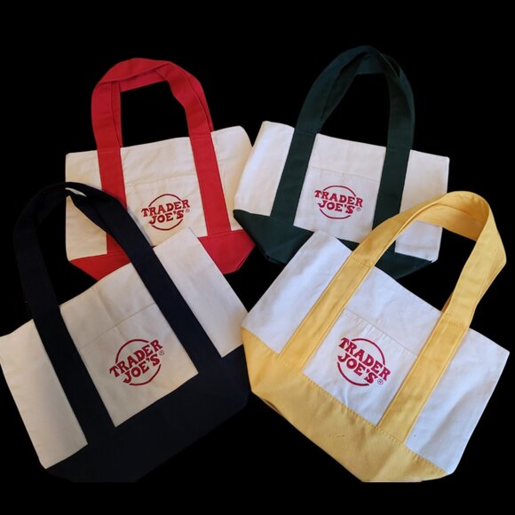 Trader Joes Mini Canvas Tote Bags Set of 4 Multicolor Limited Edition NWT - Picture 8 of 8